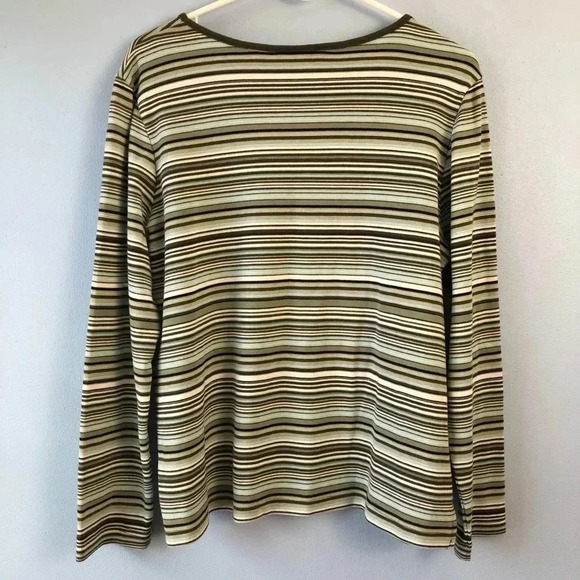 Architect Long Sleeve Blue Green Striped Top L - Picture 4 of 6
